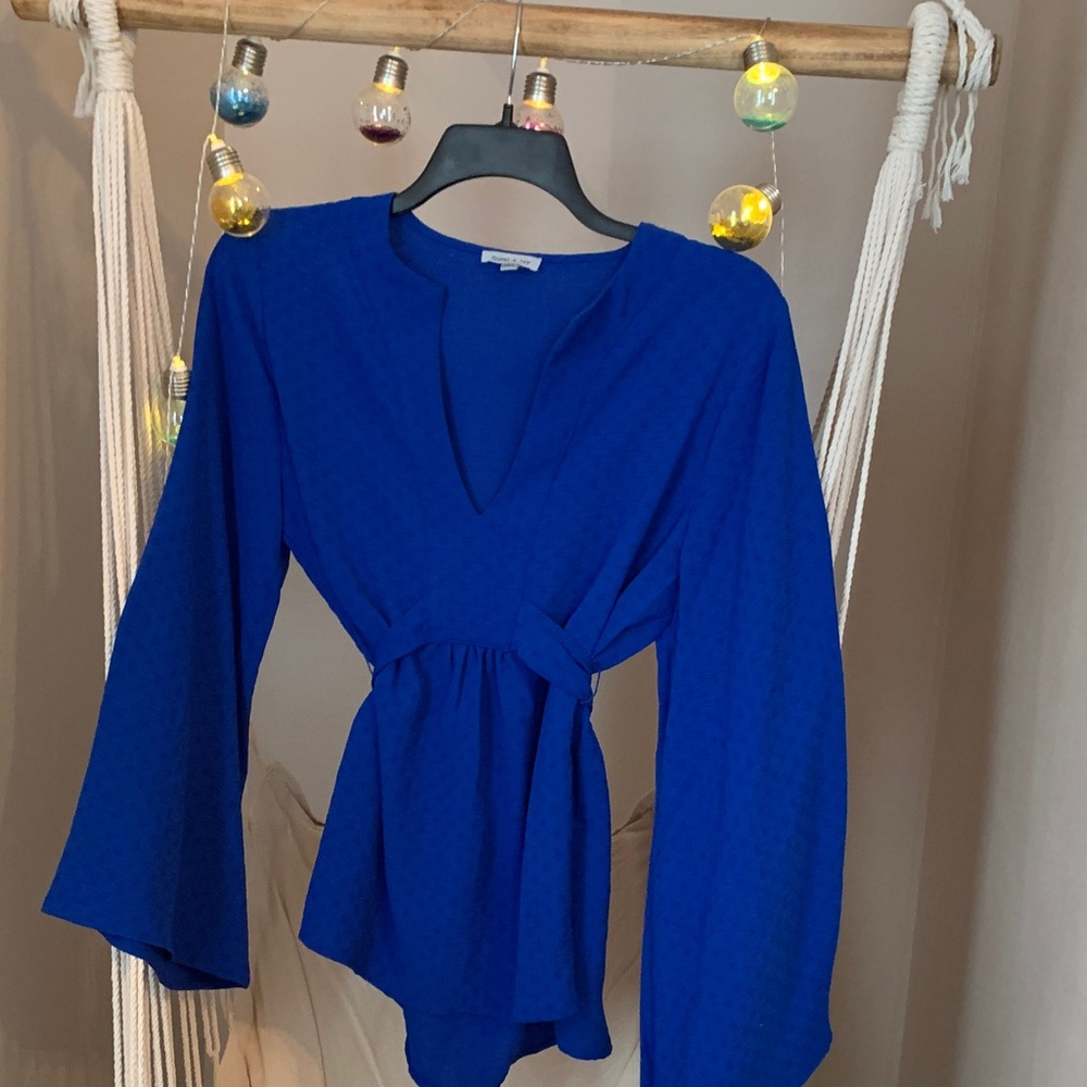 Floral & Ivy-Large Vibrant Blue Long Sleeve Top